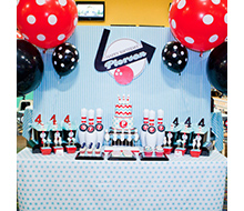 Retro Bowling Birthday Party Printable Collection - Red Blue